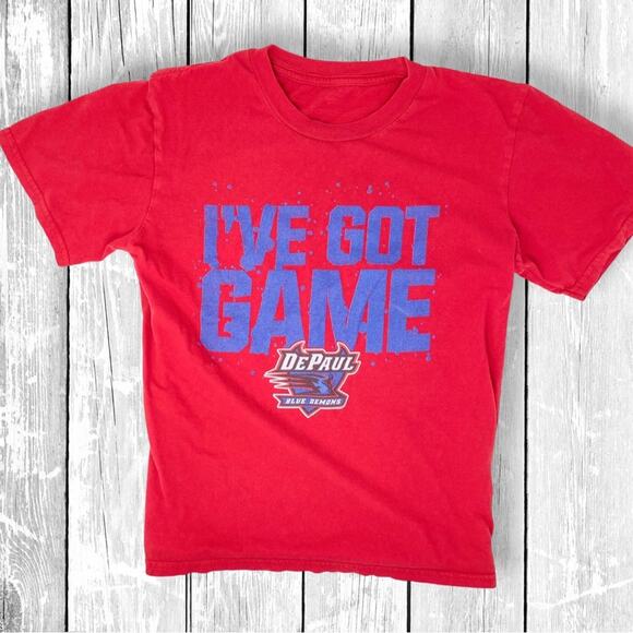 DePaul Blue Demons Tee Kids M Red College Sports Teams I've Got Game Excellent - Picture 1 of 8